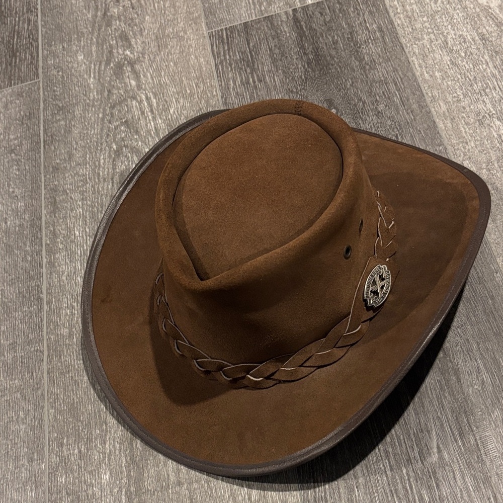 Men's Brown Leather Cowboy Hat